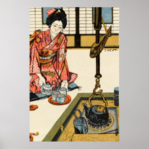 Poster Menina Derramando Chá Sekino Jun'ichiro 1946