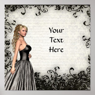 Póster Menina do baile de formatura em um vestido preto