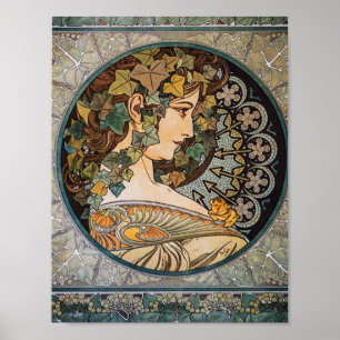 Poster Menina do Cabelo com Hera Pintura de Alphonse Much