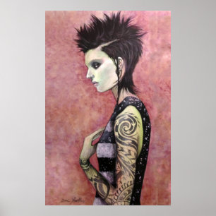 Póster Menina do dragão - arte original por Dori Hartley