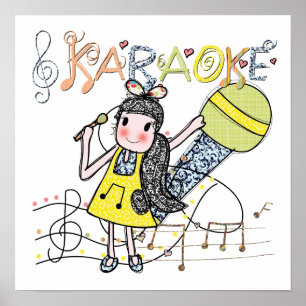 Póster Menina do karaoke