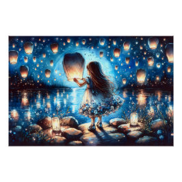 Póster Menina do Lago da Lanterna ao Luar