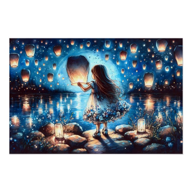 Póster Menina do Lago da Lanterna ao Luar (Frente)