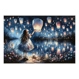 Póster Menina do Lago de Lanterna Celeste Caprichosa