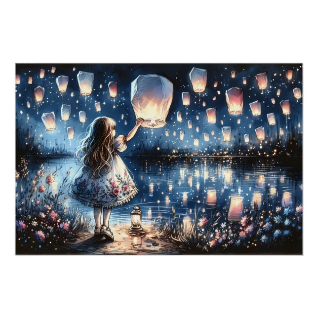 Póster Menina do Lago de Lanterna Celeste Caprichosa  (Frente)
