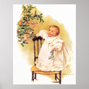 Póster Menina do Natal de Maud Humphrey pouca