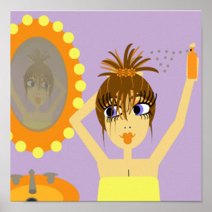 Póster Menina do pop art que obtem pronta