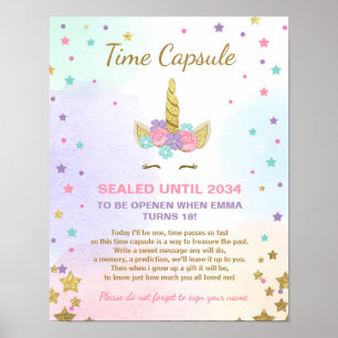 Póster Menina do rosa da cápsula do tempo do guestbook d