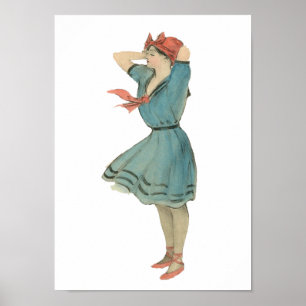 Poster Menina do roupa de banho do vintage