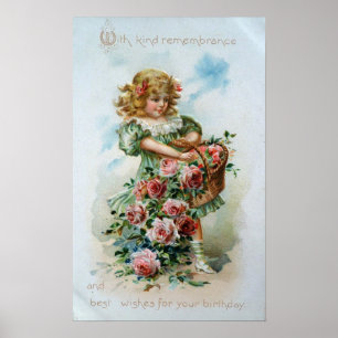 Póster Menina do Victorian com rosas