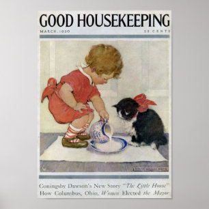 Póster Menina e gatinho, Jessie Willcox Smith