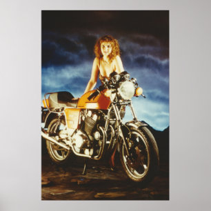 Póster Menina e motocicleta