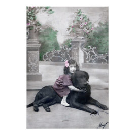 Póster Menina e seu Cachorro