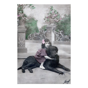 Póster Menina e seu Cachorro