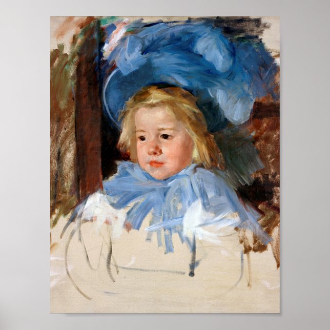 Poster Menina em um Bonnet Azul, Mary Cassatt (Frente)