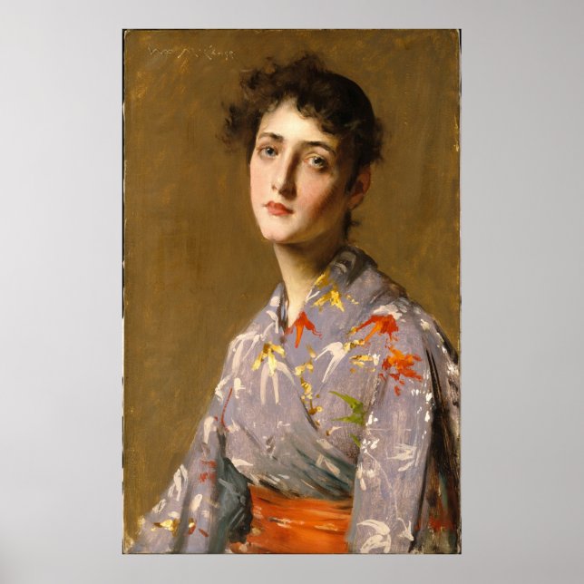 Póster Menina em um traje japonês (Frente)