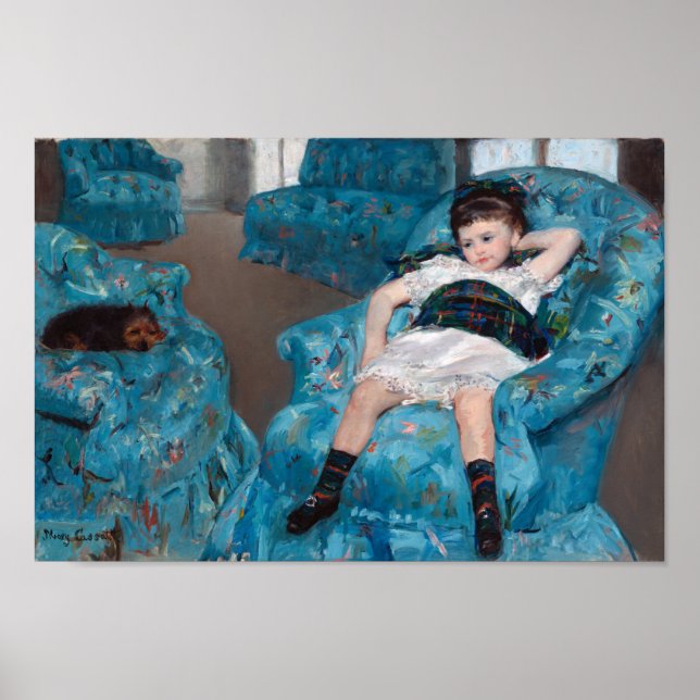 Poster Menina em uma cadeira azul, Cassatt (Frente)