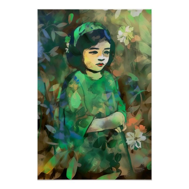 Póster Menina em vestida verde (Frente)