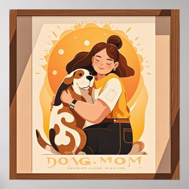 Poster Menina encantadora e cachorro se abraçam (Frente)