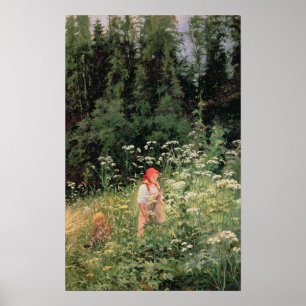 Poster Menina entre as flores selvagens, 1880
