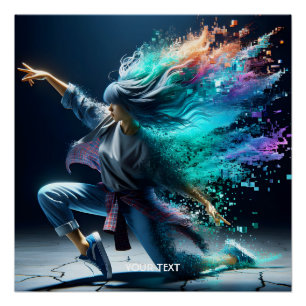 Póster Menina Fantástica Dançando Jovem e Fofa