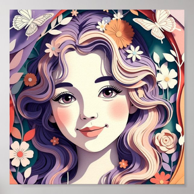 Poster Menina Floral Sonhadora Petite (Frente)