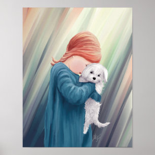 Póster Menina Fofa com Cachorro