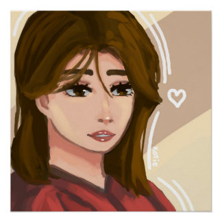 Póster Menina Gira Simples Arte Digital Desenhada