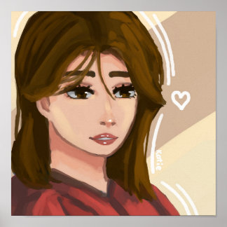 Poster Menina Gira Simples Arte Digital Desenhada