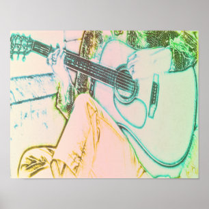 Póster Menina & guitarra