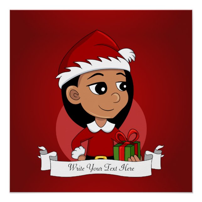 Póster Menina hispânica bonita com cabelos longos e preto (Frente)