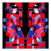 Menina Japonesa Abstrata Moderna – Kimono Geométri