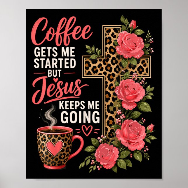 Poster Menina Jesus Café Mulheres Fé Cristã Crente (Frente)