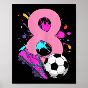 Poster Menina Jogadora de Futebol de 8 Anos Fazendo Anive