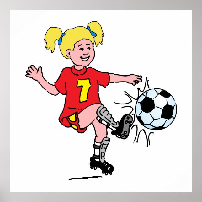 Póster Menina Jogando Futebol (Frente)