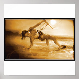 Póster menina kiteboarding
