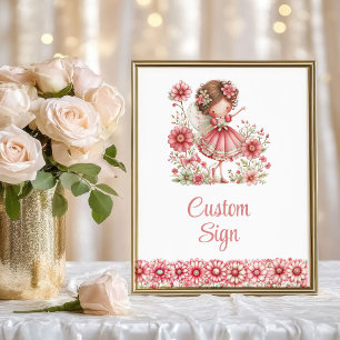 Poster Menina Mágica Fada Rubor Floral Aniversário Person