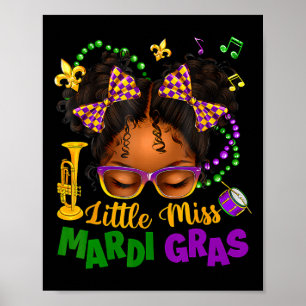 Poster Menina Mardi Gras Afro Messy Bun Girls Kids N