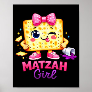 Poster Menina Matzah Feliz ver Seder Judaico de Pesach