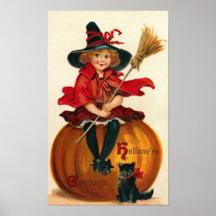 Póster Menina no Costume de Bruxa