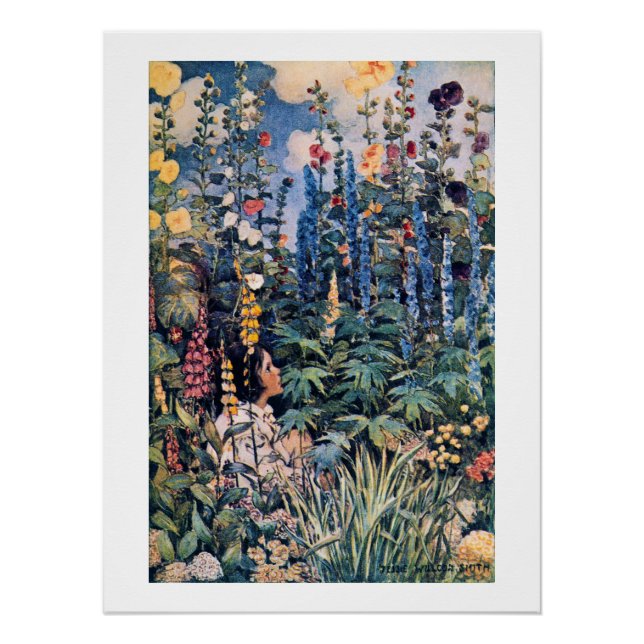 Póster Menina no Jardim de Flores, Jessie Willcox Smith (Frente)