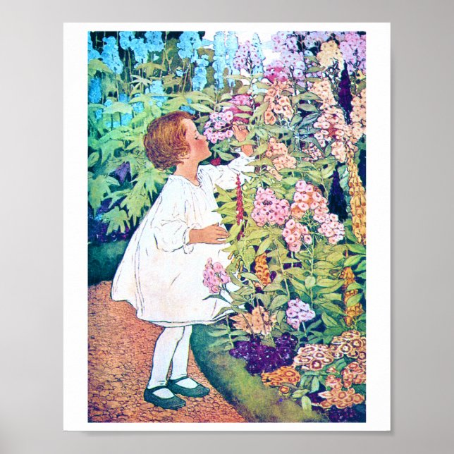 Poster Menina no Jardim Flor, Jessie Willcox Smith (Frente)