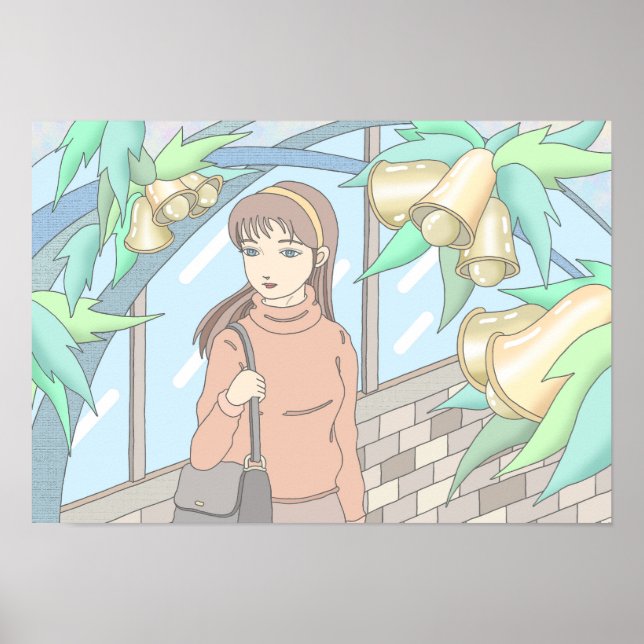 Poster Menina ouvindo o som dos sinos. (Frente)