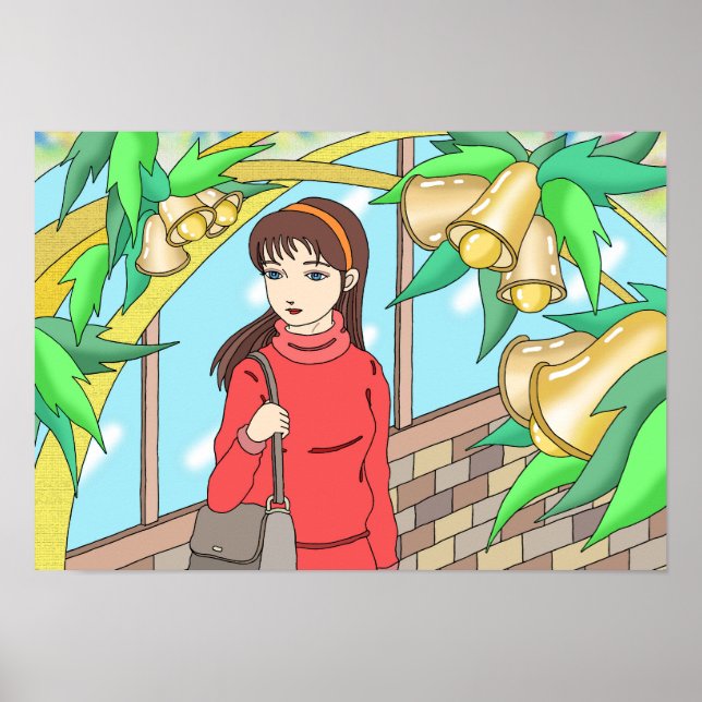 Poster Menina ouvindo o som dos sinos. (Frente)