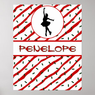Poster Menina Patinando no Gelo Natal Personalizado
