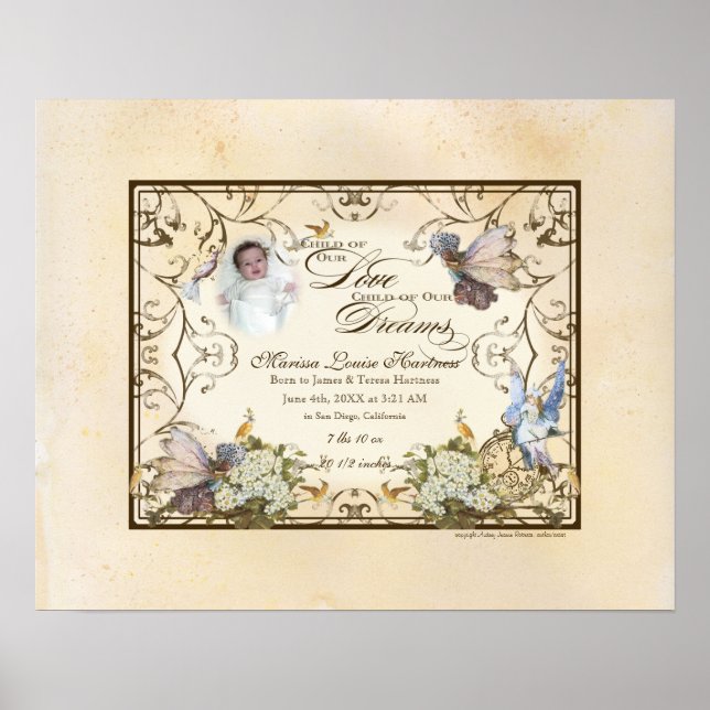 Póster Menina Personalizada - Princesa Faerie Encantada (Frente)