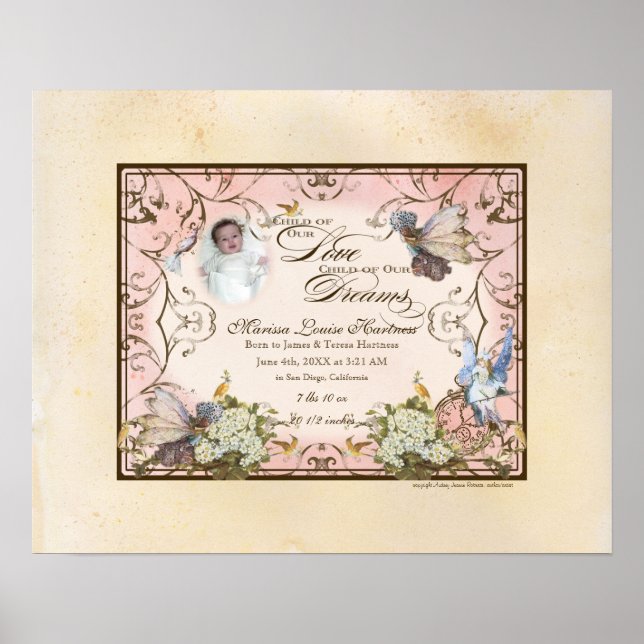 Poster Menina Personalizada - Princesa Faerie Encantada (Frente)