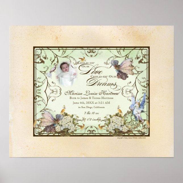 Póster Menina Personalizada - Princesa Faerie Encantada (Frente)