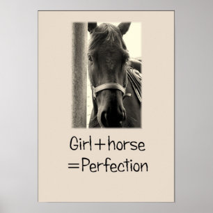 Poster "Menina+Poster do cavalo de Horse=Perfection"