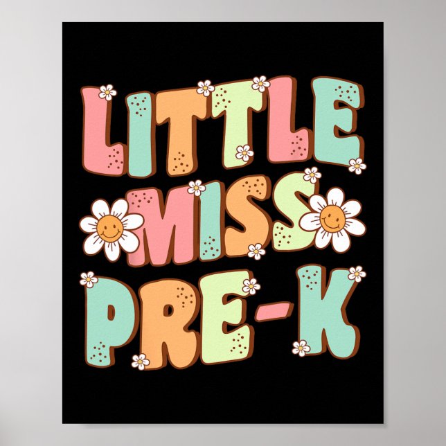 Poster Menina Pré-K Meninas De Volta À Escola Retro Daugh (Frente)